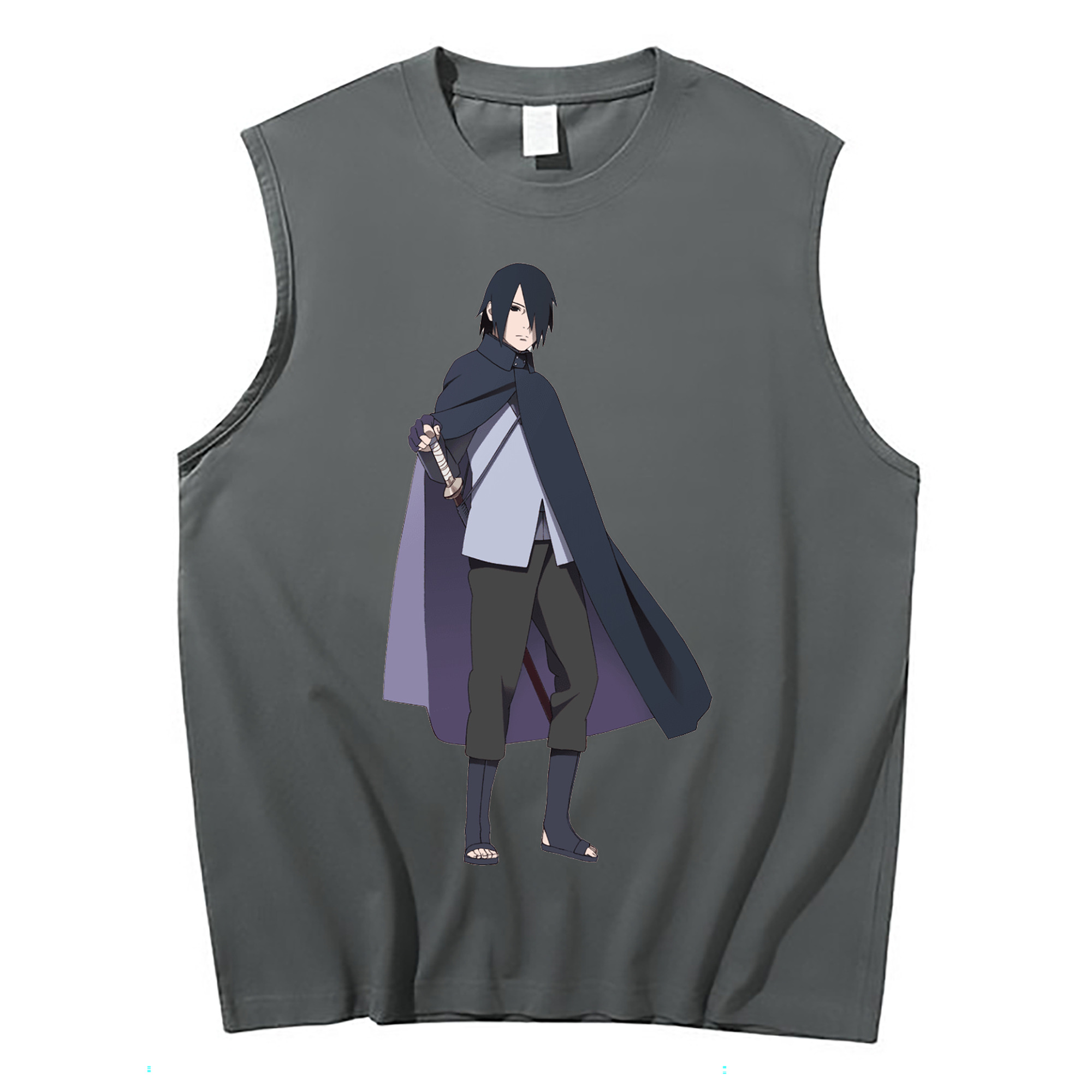 （画像用） NARUTO -ナルト- うちは サスケ Uchiha Sasuke コットン100％タンクトップ（フロントプリント）